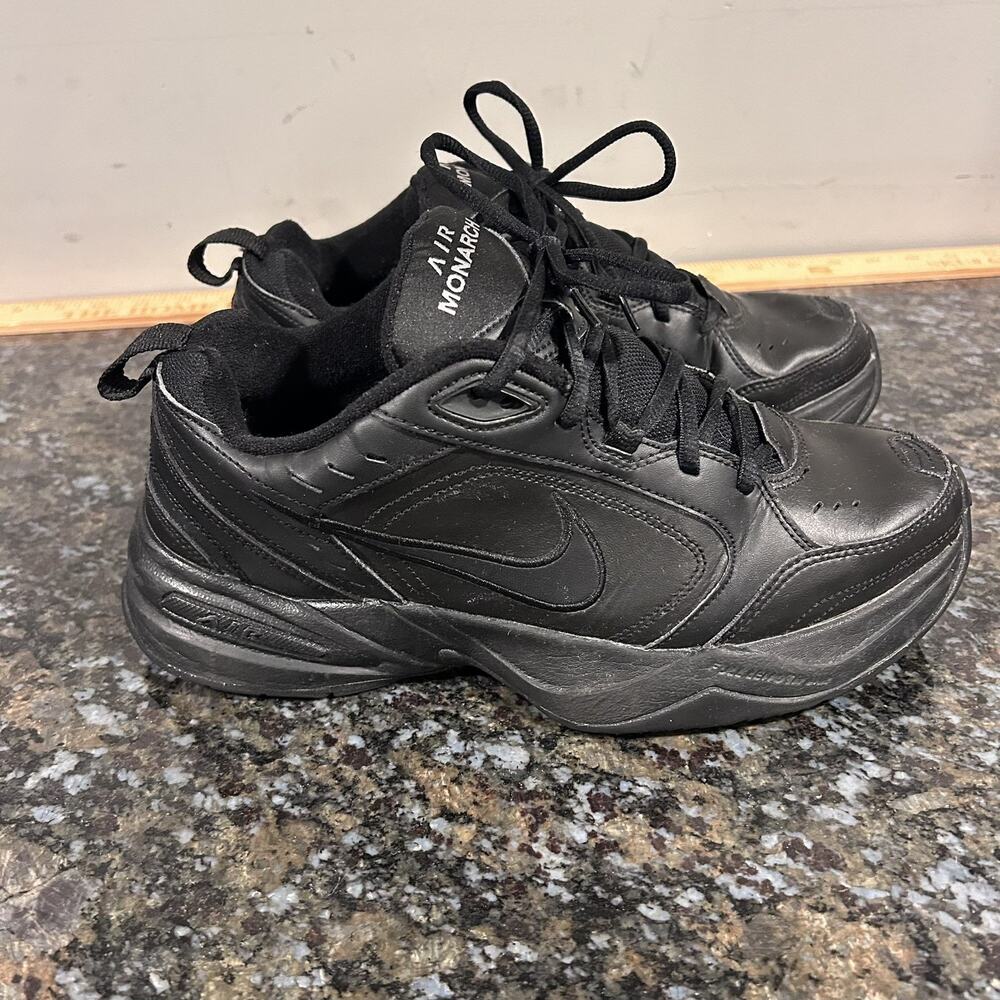 Nike Mens Air Monarch IV Training Shoes Black Size 8.5 Leather Air